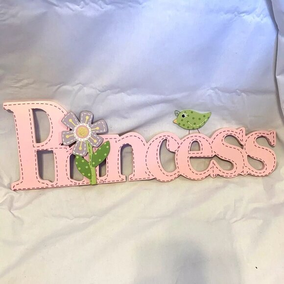 PRINCESS - Pink Sign Word Art Wooden Wall Hanging Room Decor - Picture 2 of 10